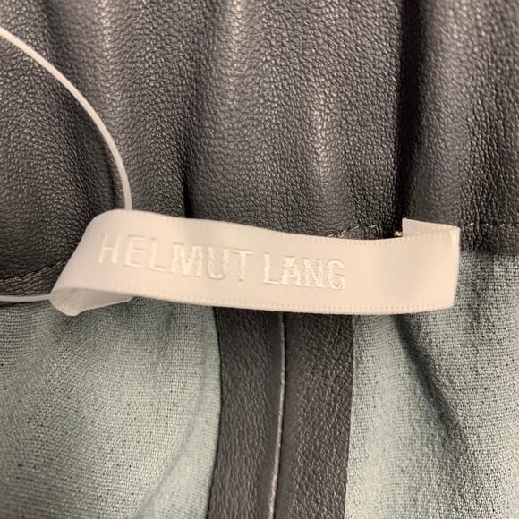 HELMUT LANG Size 6 Grey Leather Lambskin Elastic Waistband Leggings - Picture 3 of 4